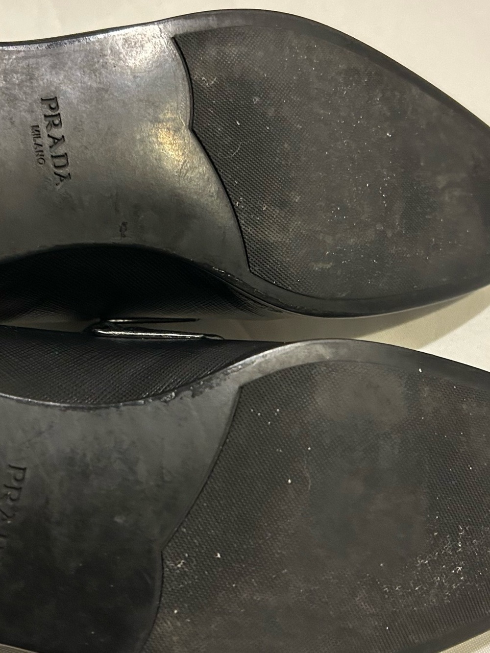 Prada Black Textured Leather Penny Loafers - Picture 7 of 7